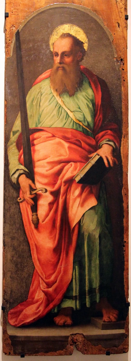 Perin del Vaga - 171, Polittico di sant'Eradmo, san Paolo, Accademia Ligustica di Belle Arti, Genova, dettaglio